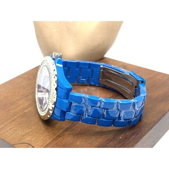 Disney Frozen Women's Watch WDS000835 Quartz Blue Band Crystals Bezel 41mm - Picture 10 of 15